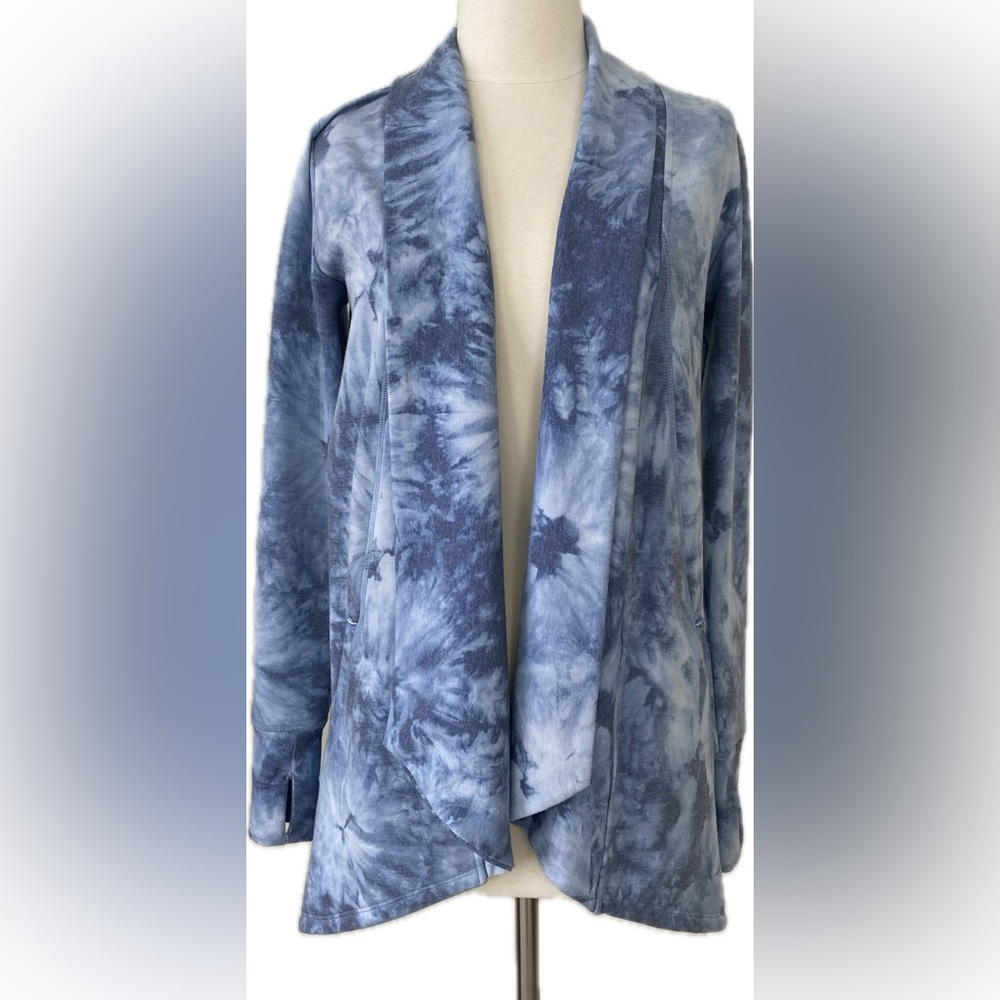 90 Degrees by Reflex, Blue Tie-Dye Open Front Cardigan, Sz. S - Picture 2 of 7
